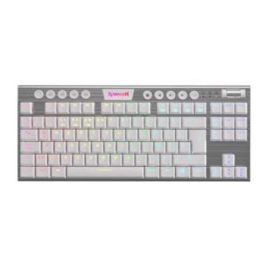 Teclado Mecánico Inalámbrico Redragon K621 Horus TKL White RGB SW Red