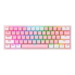 Teclado Mecánico Inalámbrico Redragon Fizz Pro K616 RGB Rosa Y Blanco Español