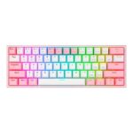 Teclado Mecánico Inalámbrico Redragon Fizz Pro K616 RGB Blanco y Rosa Español